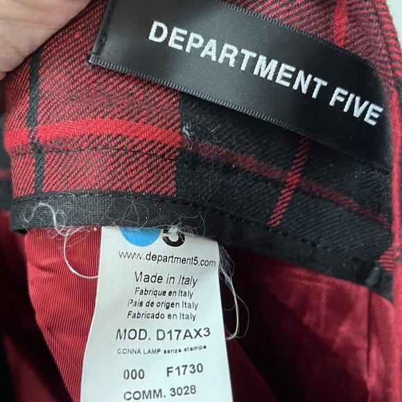 Department Five Maxi Red Plaid Skirt Womens Sz L Lined Made in Italy Heavy Wool - Picture 5 of 6